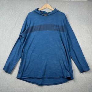 Under Armour Shirt Mens 2XL Blue Hooded Long Sleeve Fitted Athletic Pullover